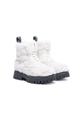 Nº21 Kids faux-fur ankle boots - Bianco