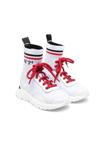 Nº21 Kids logo-print sock-style ankle boots - Bianco