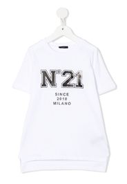 Nº21 Kids logo-print round-neck T-shirt - Bianco