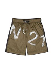 Nº21 Kids logo-print swimming shorts - Verde