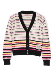 Nº21 Kids Cardigan a righe - Bianco