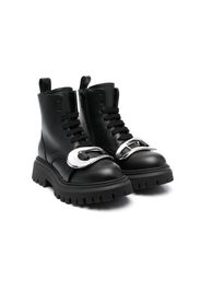 Nº21 Kids lace-up leather ankle boots - Nero