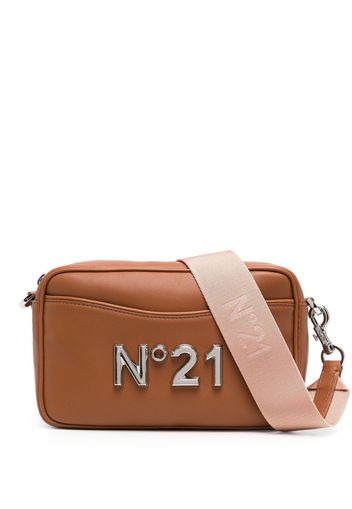 Nº21 logo-plaque leather crossbody bag - Marrone