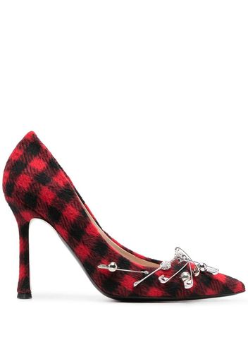 Nº21 100mm tartan-print crystal-embellished pumps - Nero