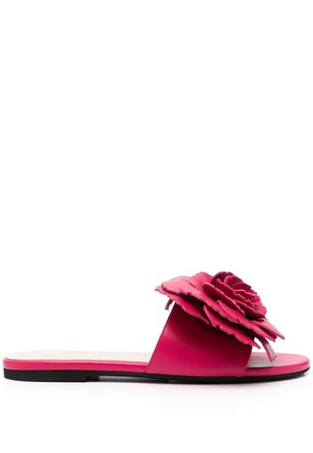 Nº21 floral-appliqué flat sandals - Rosa