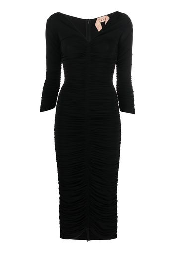 Nº21 gathered-detail midi dress - Nero