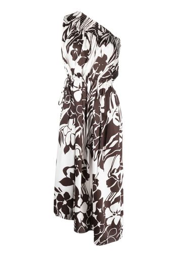 Nº21 floral-print one-shoulder midi dress - Bianco