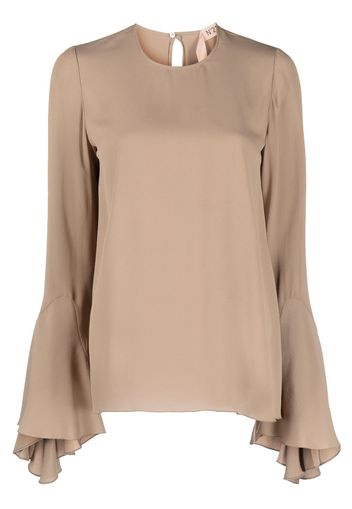 Nº21 flared-cuffs long-sleeved blouse - Marrone