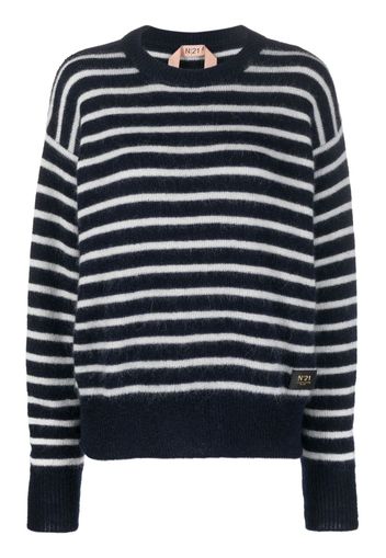 Nº21 logo-patch striped sweatshirt - Nero