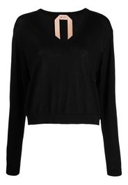 Nº21 V-neck virgin wool jumper - Nero