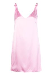 Nº21 ruched-straps V-neck satin dress - Rosa