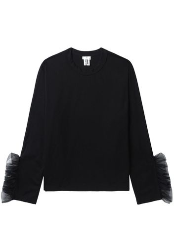 Noir Kei Ninomiya tulle-inserts cotton sweatshirt - Nero