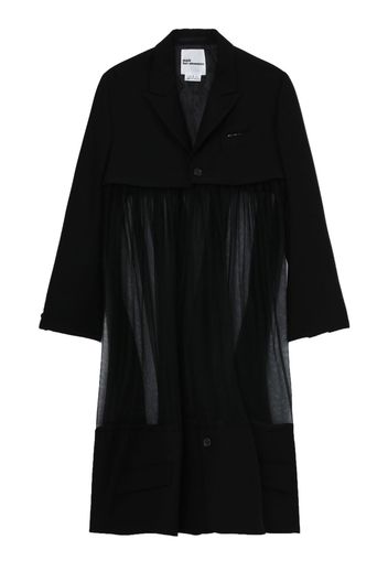 Noir Kei Ninomiya Cappotto midi con inserto semi trasparente - Nero