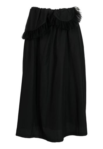 Noir Kei Ninomiya tulle-trim straight skirt - Nero