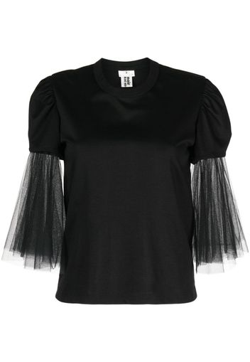 Noir Kei Ninomiya T-shirt con maniche in tulle - Nero