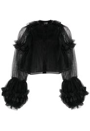 Noir Kei Ninomiya swmi-sheer ruffled blouse - Nero