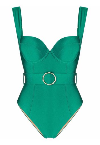 Noire Swimwear Costume intero con cintura - Verde