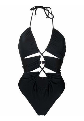 Noire Swimwear cut-out halterneck swimsuit - Nero