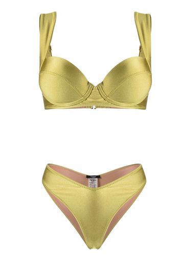 Noire Swimwear satin-finish balconette-style bikini set - Verde