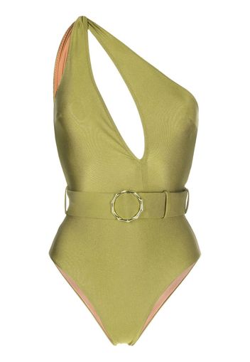 Noire Swimwear Costume intero monospalla - Verde