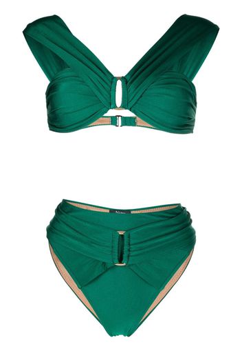 Noire Swimwear ruched-detail off-shoulder bikini - Verde