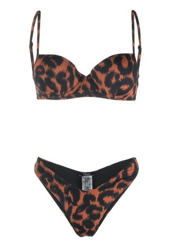 Noire Swimwear Set bikini leopardato - Nero