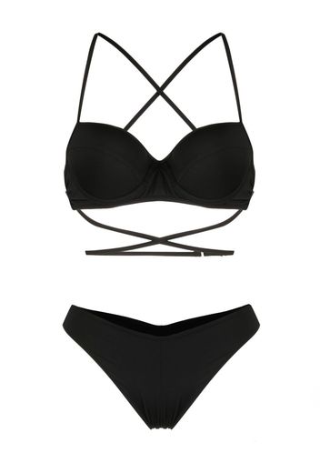 Noire Swimwear Set bikini con stile a balconcino - Nero