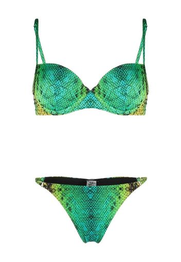 Noire Swimwear Bikini con stampa effetto serpente - Verde