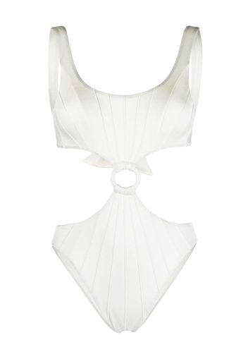 Noire Swimwear Costume intero con dettaglio cut-out - Bianco