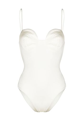 Noire Swimwear Costume intero con scollo rotondo - Bianco