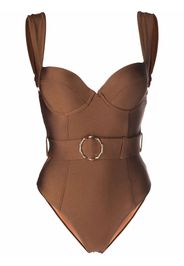 Noire Swimwear Costume intero con cintura - Marrone