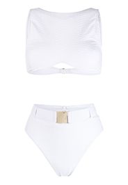 Noire Swimwear Bikini a vita alta con cintura - Bianco