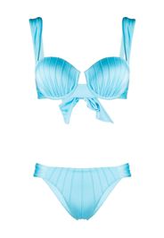 Noire Swimwear Set bikini con nodo - Blu