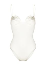 Noire Swimwear Costume intero con scollo rotondo - Bianco