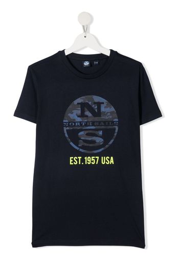 North Sails Kids graphic-print organic-cotton T-Shirt - Blu