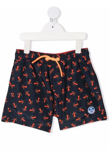 North Sails Kids octopus-print swim shorts - Blu