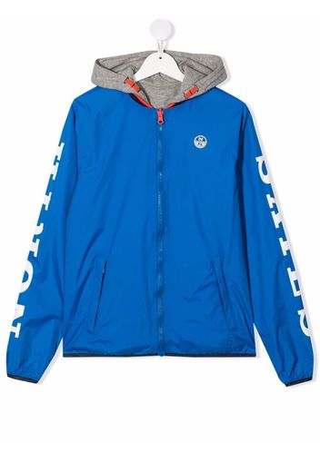 North Sails Kids TEEN hooded logo-print windbreaker jacket - Blu