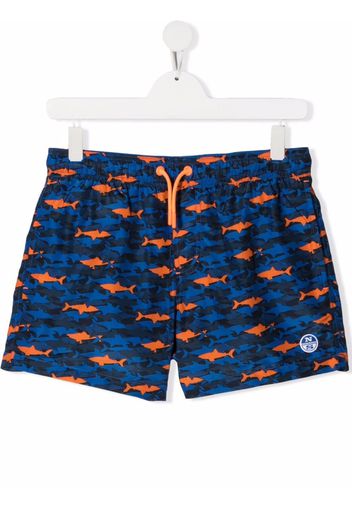 North Sails Kids TEEN shark-print swim shorts - Blu