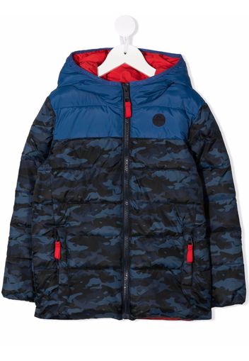 North Sails Kids camouflage-print hooded puffer jacket - Blu