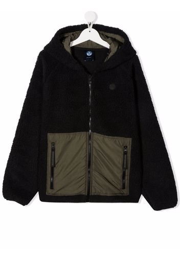 North Sails Kids TEEN two-tone faux-shearling jacket - Nero