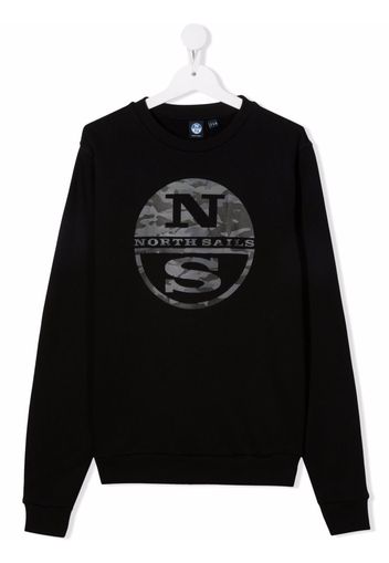 North Sails Kids TEEN logo-print organic cotton sweatshirt - Nero