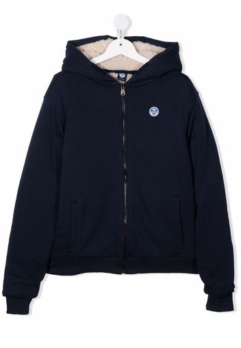 North Sails Kids logo-patch hooded jacket - Blu