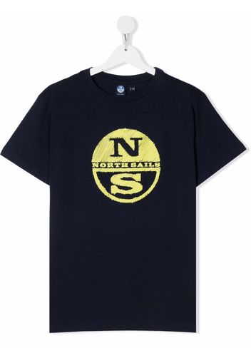 North Sails Kids TEEN logo-print T-shirt - Blu