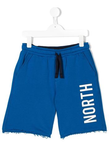 North Sails Kids logo-print cotton track shorts - Blu