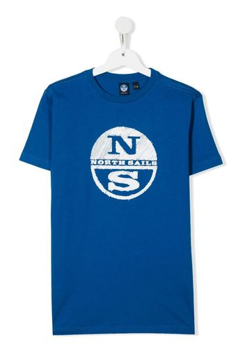 North Sails Kids TEEN logo-print cotton T-shirt - Blu