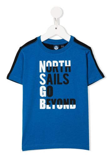 North Sails Kids slogan-print cotton T-shirt - Blu