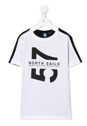 North Sails Kids two-tone logo-print T-shirt - Bianco