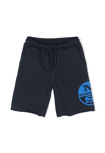 North Sails Kids logo-print cotton shorts - Blu