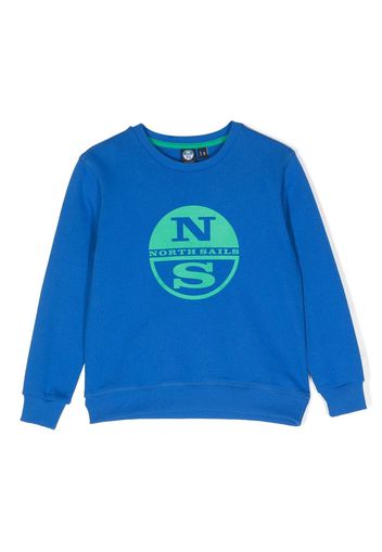 North Sails Kids logo-print cotton jumper - Blu