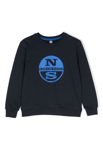 North Sails Kids logo-print cotton jumper - Blu